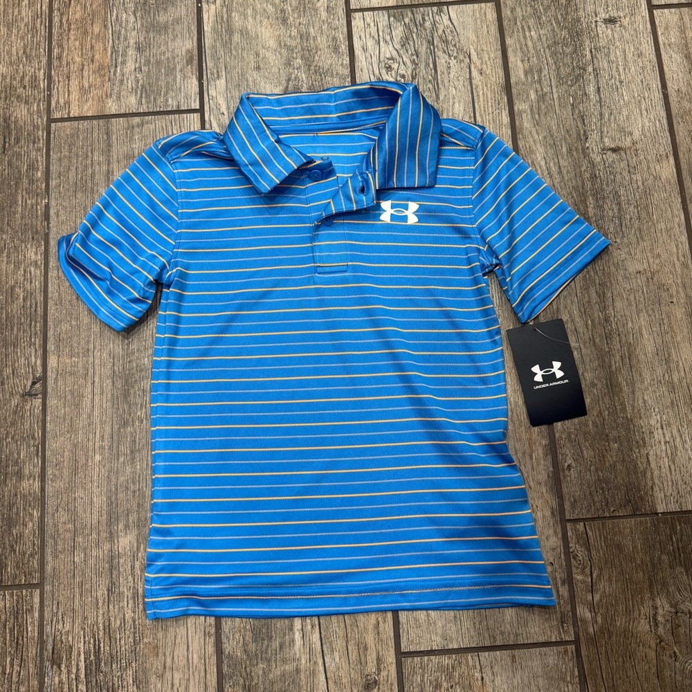 Boys under armour polo new with tags blue orange gray